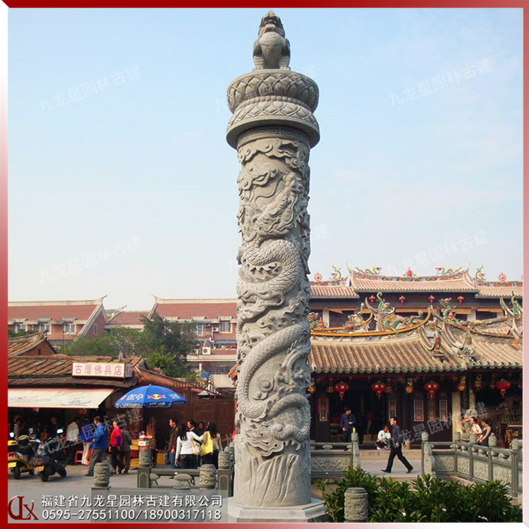 廣場石雕龍柱圖片