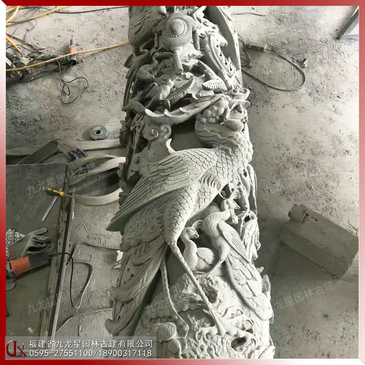 羅源青石雕龍鳳柱圖片