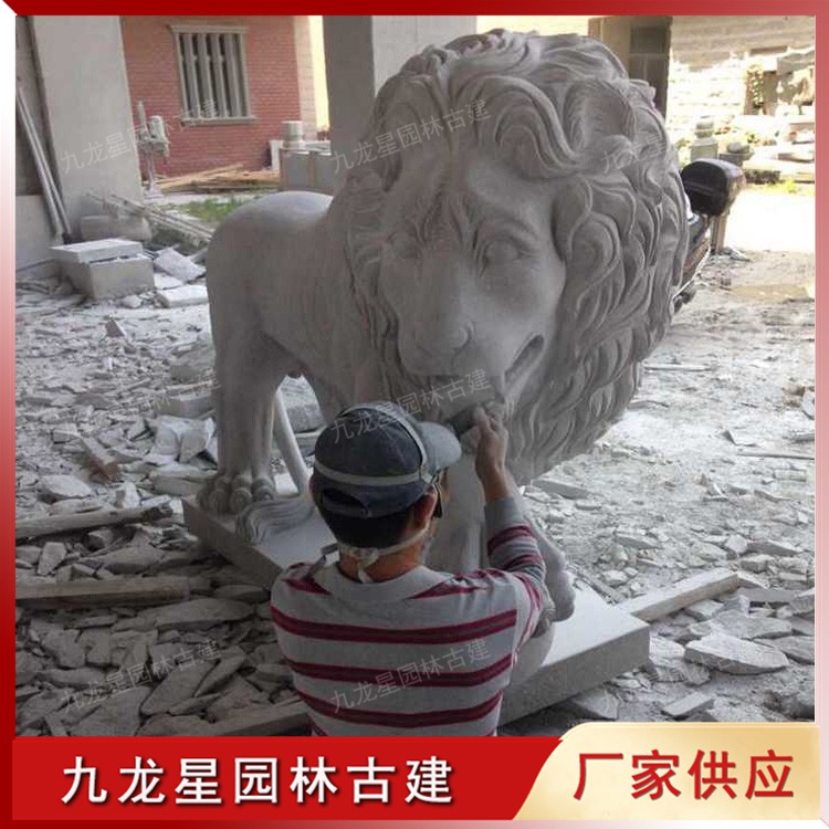 大理石歐式石獅子圖片